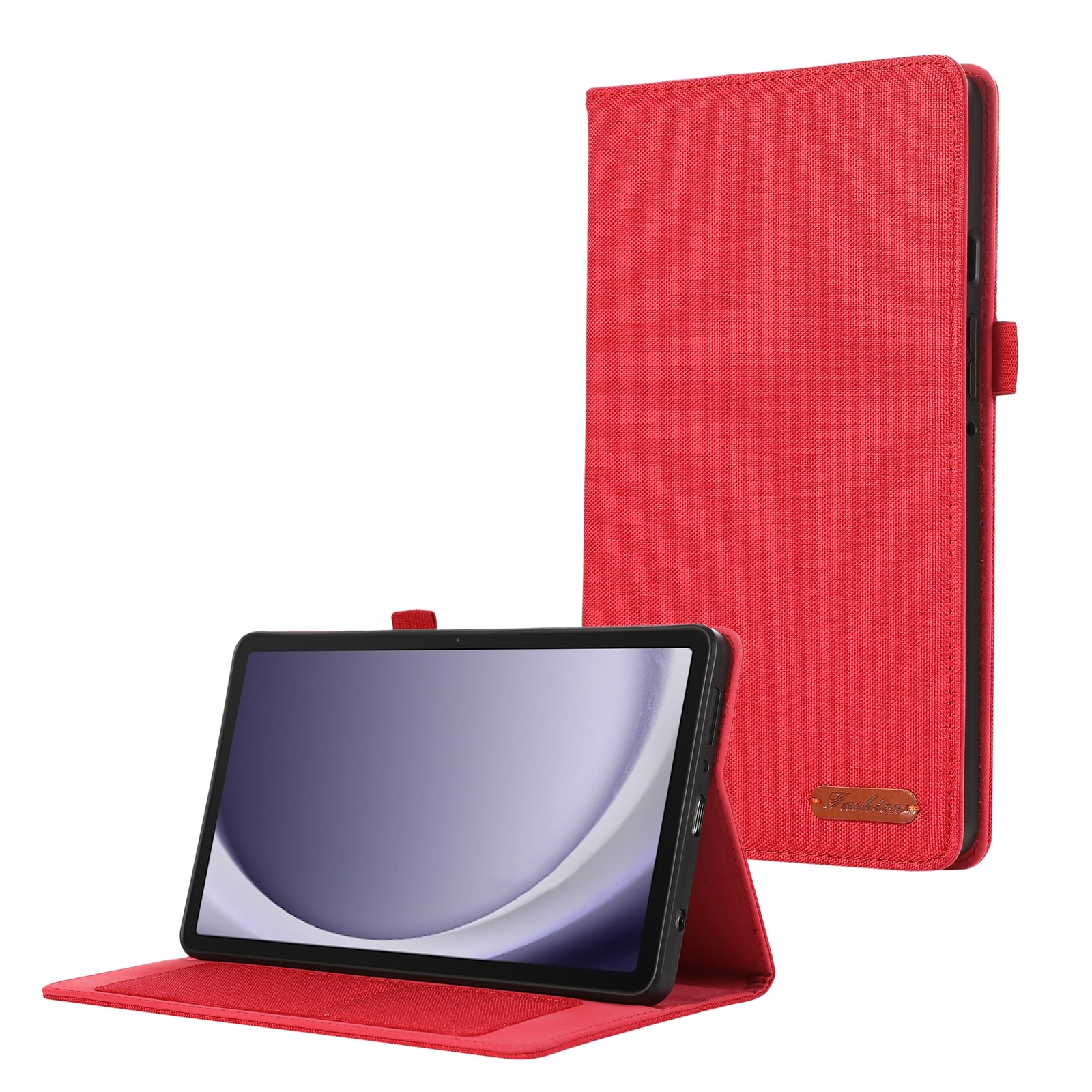 Husa tableta compatibila cu Samsung Galaxy Tab A9+, piele PU si material textil, tip carte, inchidere magnetica, rosu