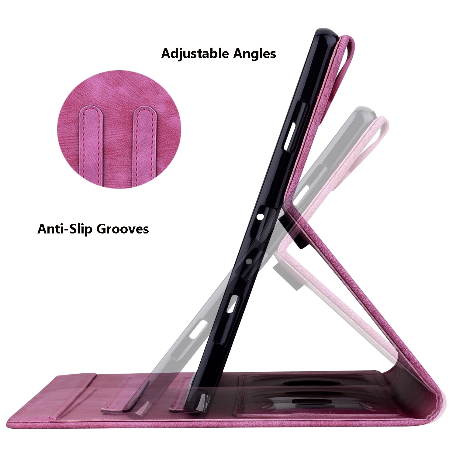 Husa tableta pentru Lenovo Tab P12 12.7, piele gravata cu imagine de pisica sakura, roz pal