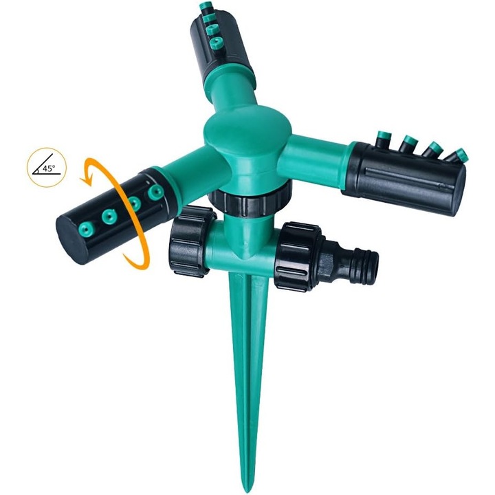 Fűlocsoló, kerti locsoló udvarra, nagy felületű lefedettséggel. 360 fokban forgó gyepöntöző, akár 3000 m²-ig - kék.