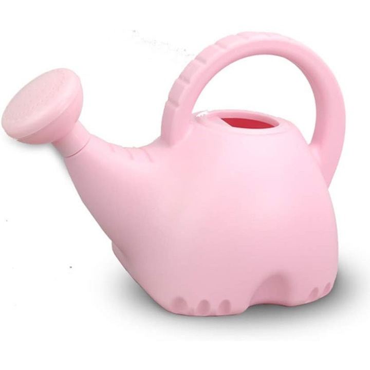 Műanyag öntözőkanna Kicsi, könnyű, aranyos, beltéri és kültéri kerti növényekhez, gyerekeknek, gyerekjáték, 0,4 gallon zuhanyfejjel Elefánt: rózsaszín test, kék fej