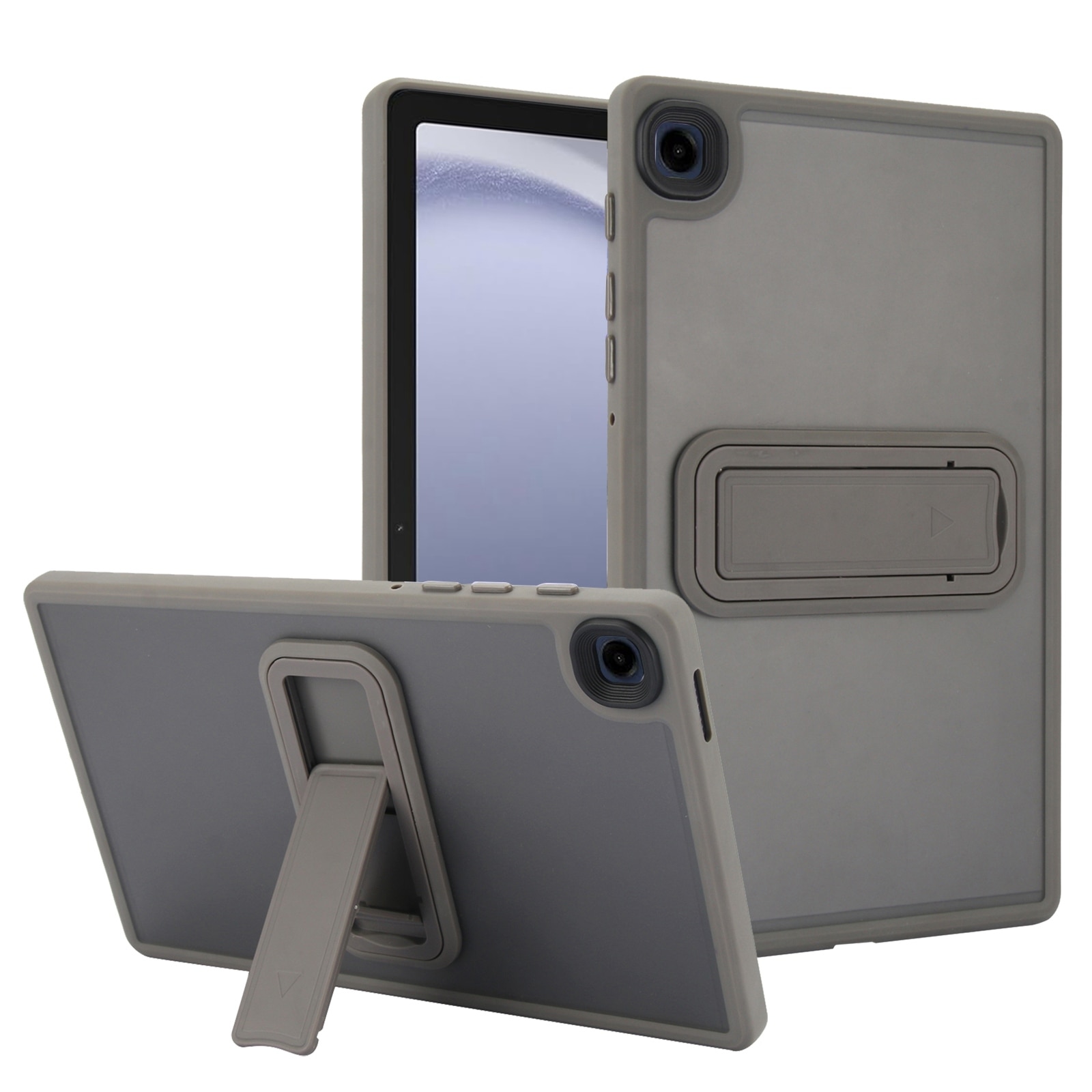 Husa tableta compatibila cu Samsung Galaxy Tab A9+, material hibrid din piele si TPU, cu suport, gri