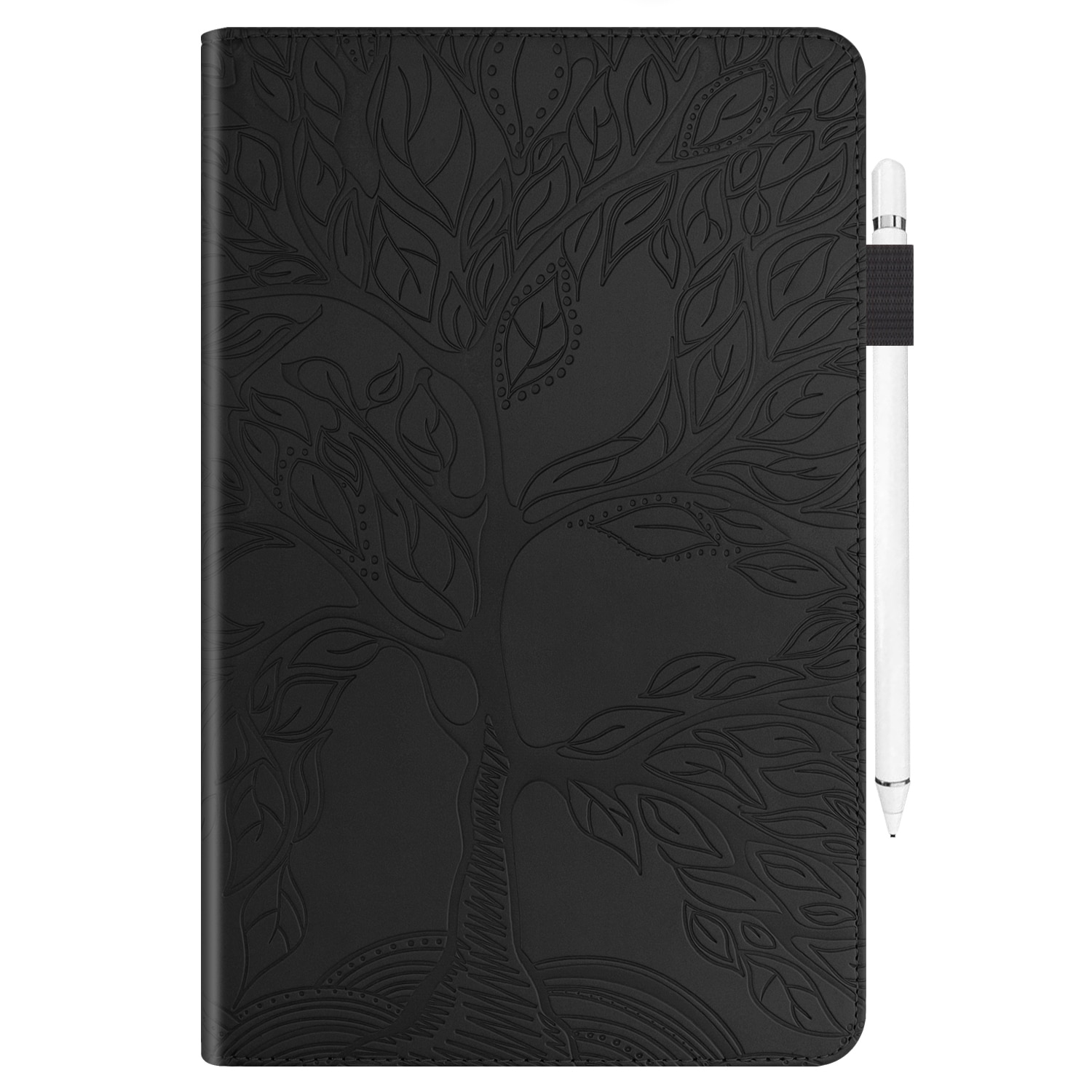 Husa tableta pentru Huawei MatePad 10.4 inch serii Life Tree, tip carte orizontala din piele cu suport, sloturi pentru carduri si pentru creion, Negru
