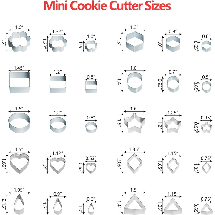 Set 33 forme pentru biscuiti, MESEVEN, otel inoxidabil, argintiu