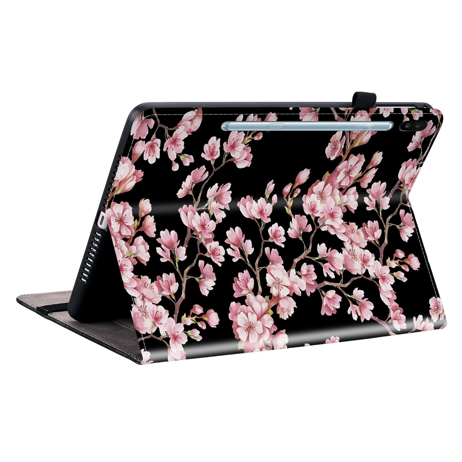 Husa tableta compatibila cu Samsung Galaxy Tab S6, piele texturata pictata, smart, fara stilou, Pruna de primavara