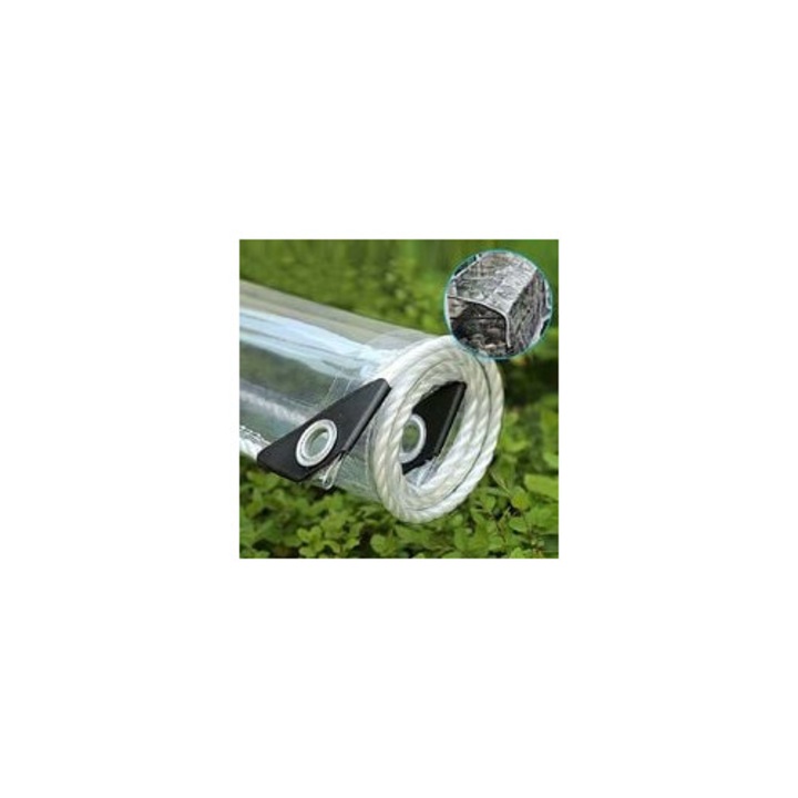 Átlátszó perforált ponyva, 1.2x2.9m, PVC 0.35mm, víz- és időjárásálló