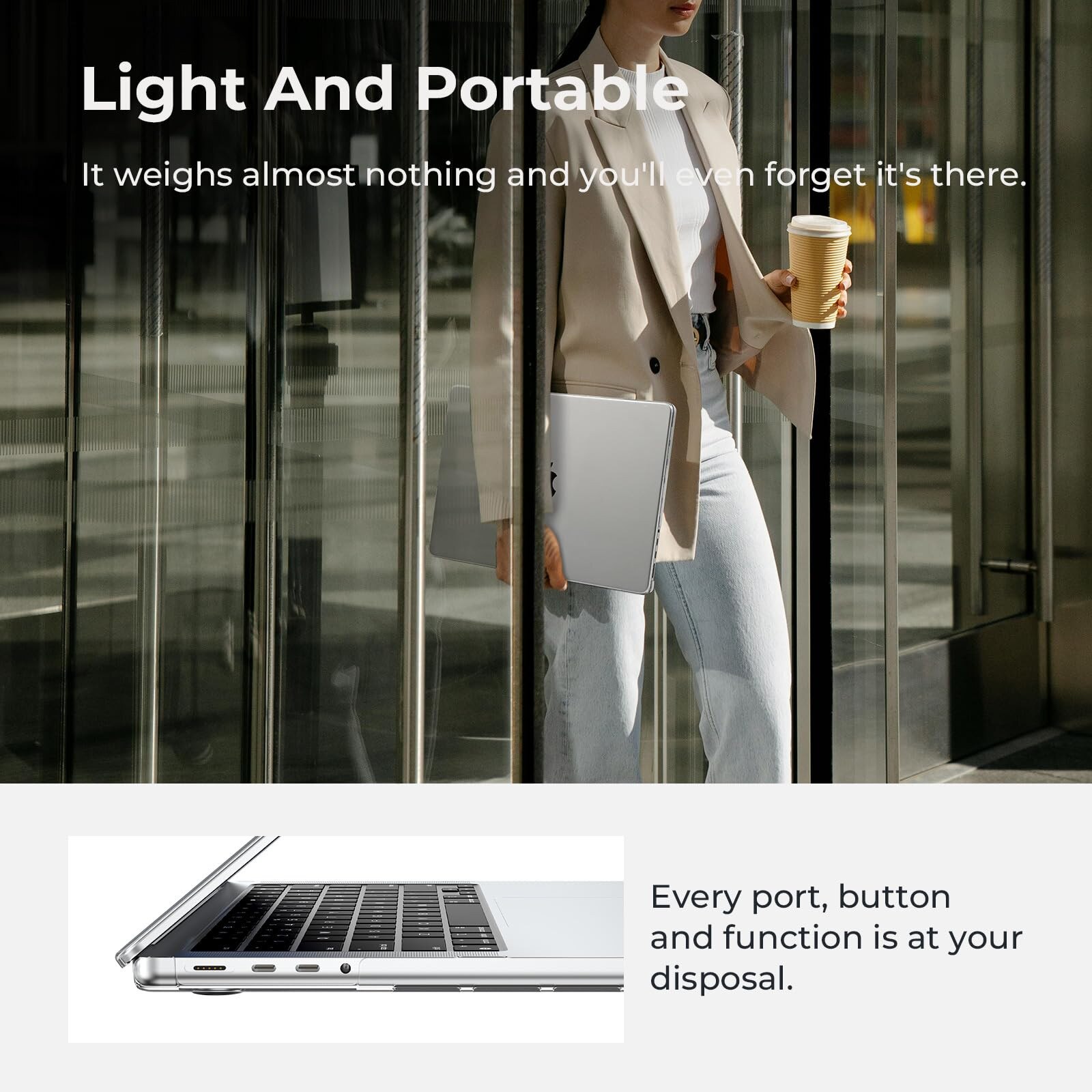 EXCITAT® Husa rigida mata compatibila cu MacBook Pro 14" (A3112/A3185/A3401/A2918/A2992/A2779/A2442) – Carcasa transparenta + folie tastatura + protectie ecran, pentru cipuri M4/M3/M2/M1