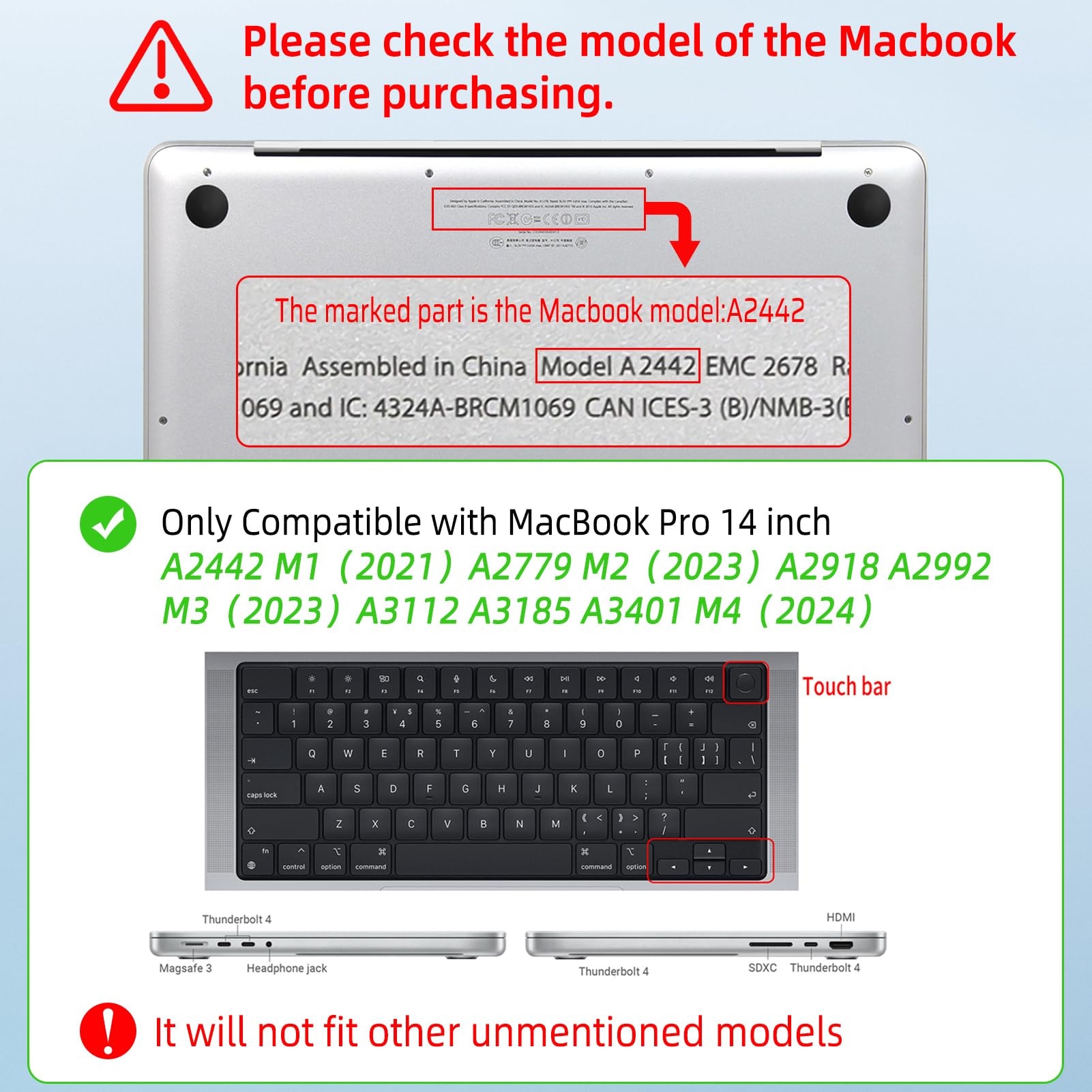 EXCITAT® Husa rigida mata compatibila cu MacBook Pro 14" (A3112 / A3185 / A3401 / A2918 / A2992 / A2779 / A2442) – Carcasa semi-transparenta cu textura anti-amprenta, folie de tastatura EU si protectie ecran, pentru M4 / M3 / M2 / M1, Gri