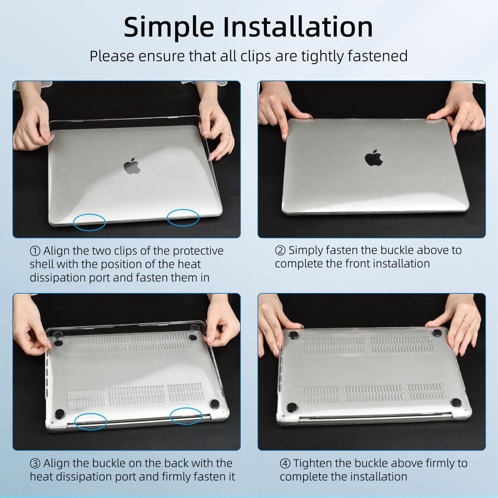 EXCITAT® Husa rigida mata compatibila cu MacBook Pro 14" (A3112/A3185/A3401/A2918/A2992/A2779/A2442) – Carcasa transparenta + folie tastatura + protectie ecran, pentru cipuri M4/M3/M2/M1