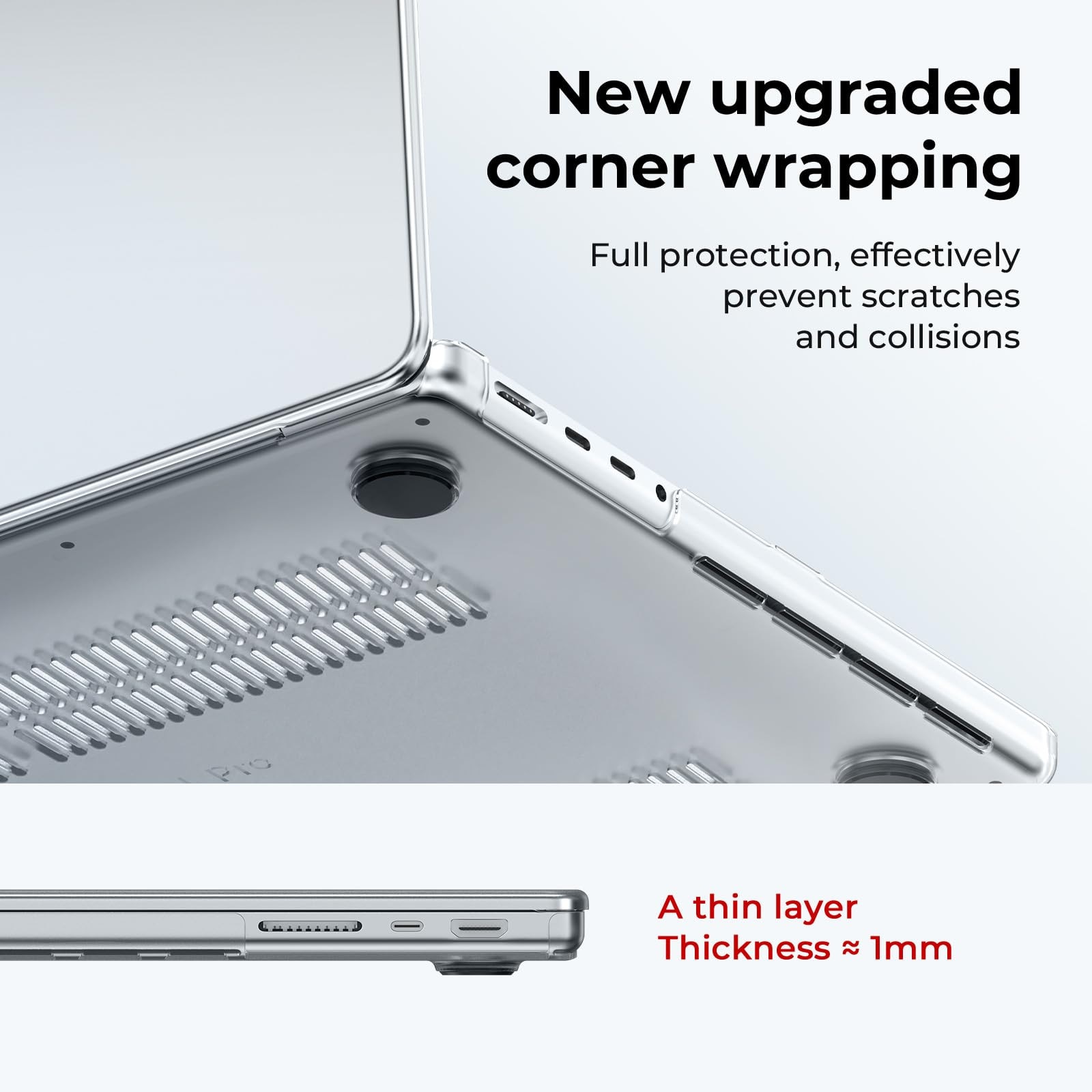 EXCITAT® Husa rigida mata compatibila cu MacBook Pro 14" (A3112/A3185/A3401/A2918/A2992/A2779/A2442) – Carcasa transparenta + folie tastatura + protectie ecran, pentru cipuri M4/M3/M2/M1