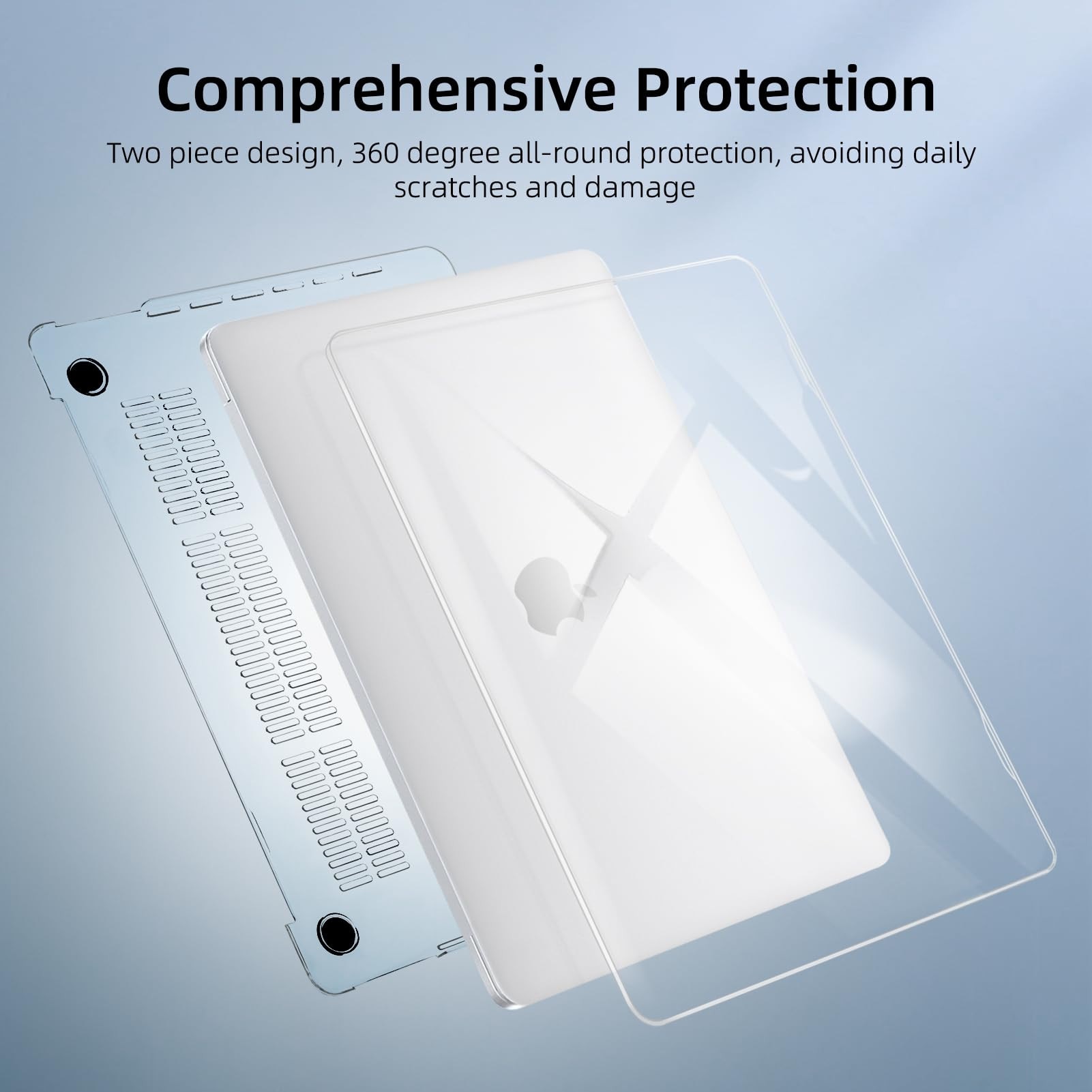 EXCITAT® Husa rigida mata compatibila cu MacBook Pro 14" (A3112/A3185/A3401/A2918/A2992/A2779/A2442) – Carcasa transparenta + folie tastatura + protectie ecran, pentru cipuri M4/M3/M2/M1