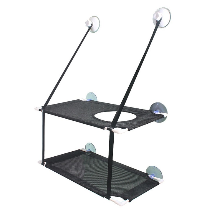 Kétrétegű macska ablakfüggőágy, macska ablakülőke, erős tapadókorongok, macska ablakfüggőágy, Sunny Seat