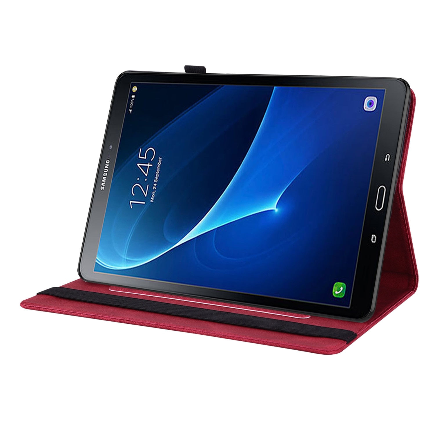 Husa tableta compatibila cu Samsung Galaxy Tab A 10.1 2016/T580/T585, piele embosata cu flori de fluture, rosu