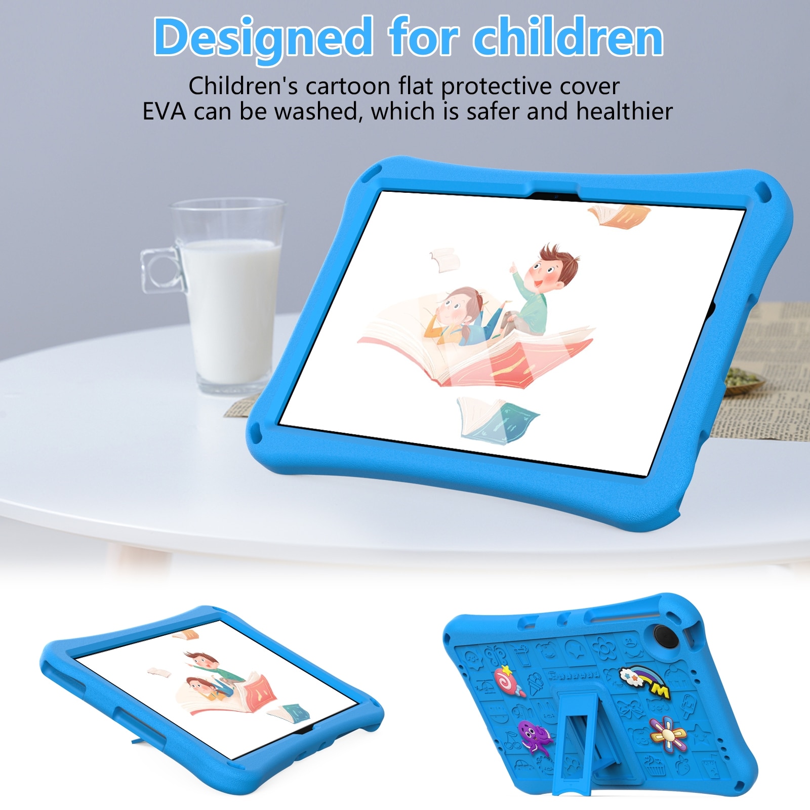 Husa tableta compatibila cu Samsung Galaxy Tab A9+ 11.0 X210, material EVA, cu bretea, albastru cer