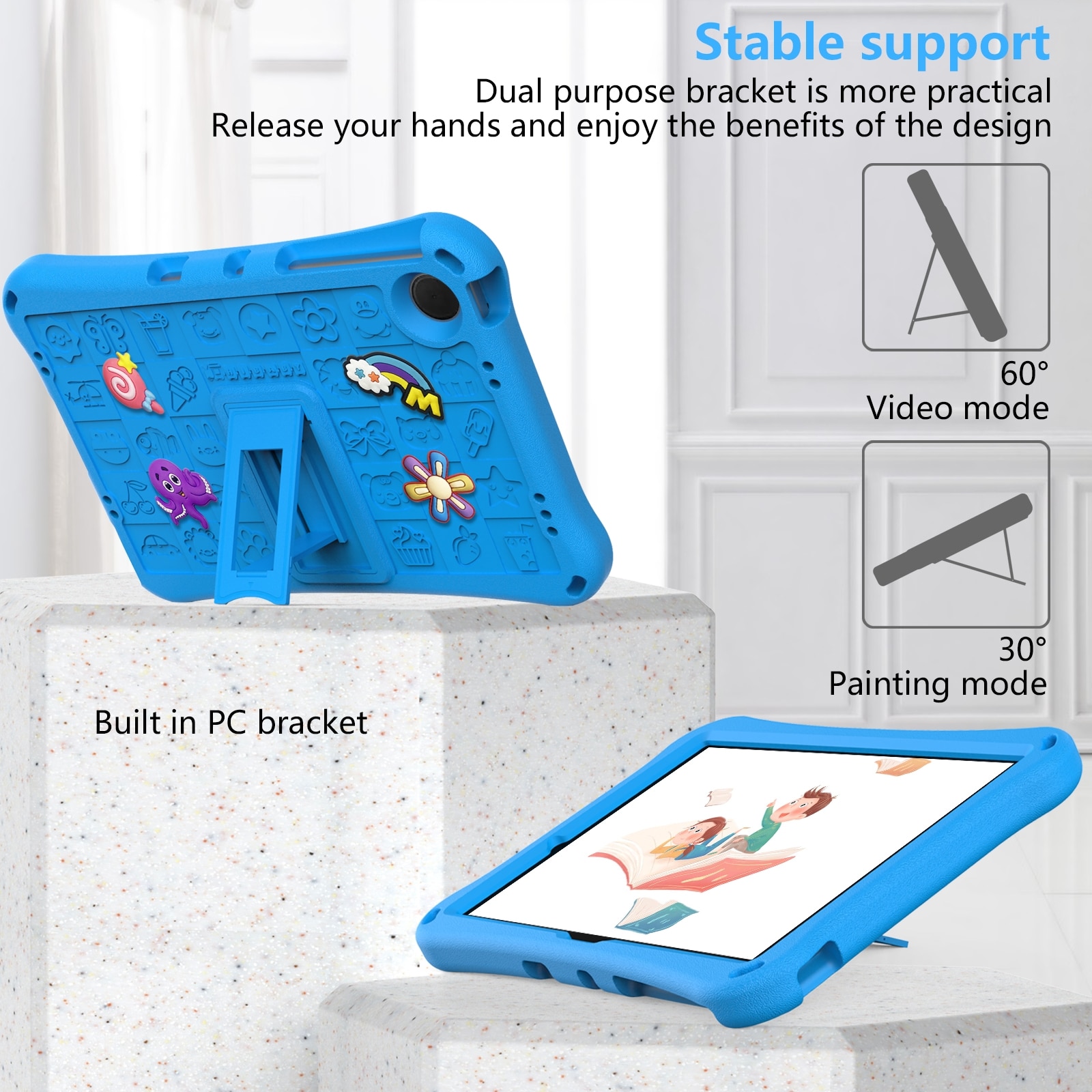 Husa tableta compatibila cu Samsung Galaxy Tab A9+ 11.0 X210, material EVA, cu bretea, albastru cer