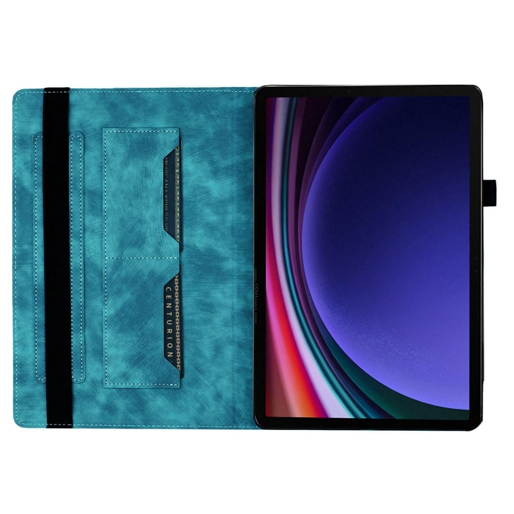 Husa tableta compatibila cu Samsung Galaxy Tab S9 FE / S9 / S8, piele cu model de fluturasi si pisici, albastru cer