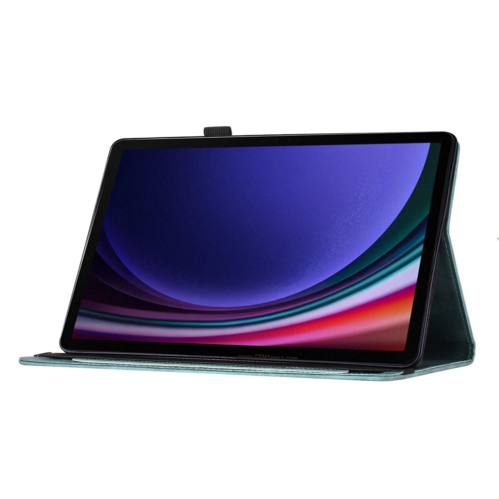 Husa tableta compatibila cu Samsung Galaxy Tab S9 FE / S9 / S8, piele cu model de fluturasi si pisici, albastru cer