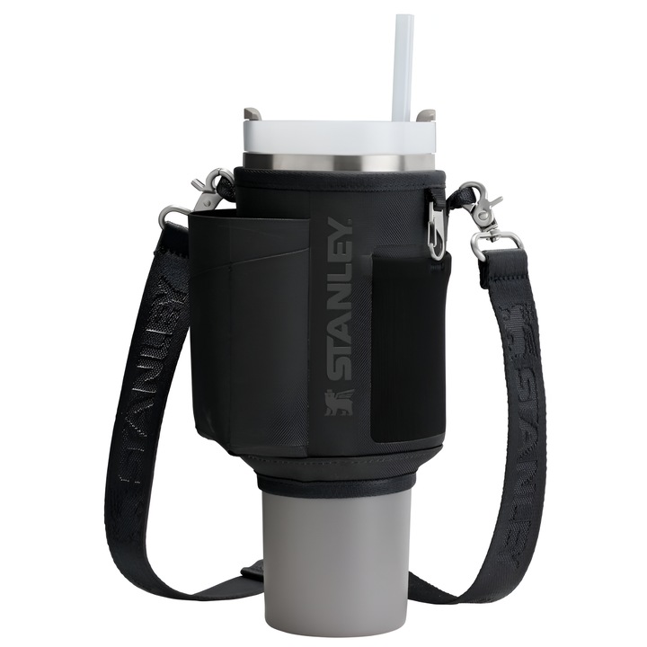 Чанта Carry-All All Day 1.2L Quencher от ONSG®, ефективна организация, съвместим калъф Stanley Quencher 40oz, множество отделения, телефон, карти, очила, ключове, регулируема каишка, черна