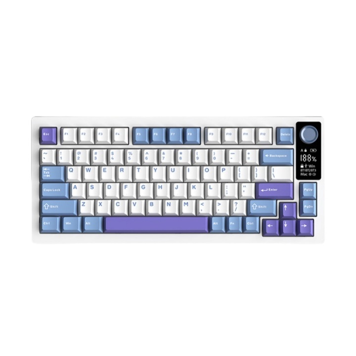 Механична клавиатура, 80 клавиша, RGB осветление, USB-C/2.4G/Bluetooth връзка, многоцветна