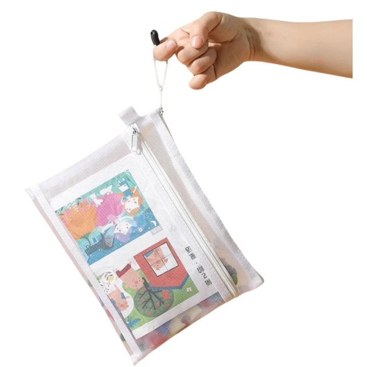 Sac de depozitare cu fermoar din nylon,1 set de 10 bucati， pachet, potrivit pentru jucarii, documente si articole de papetarie - durabil, neimpermeabil, sac de depozitare dreptunghiular., Alb Dispozitiv de impachetat