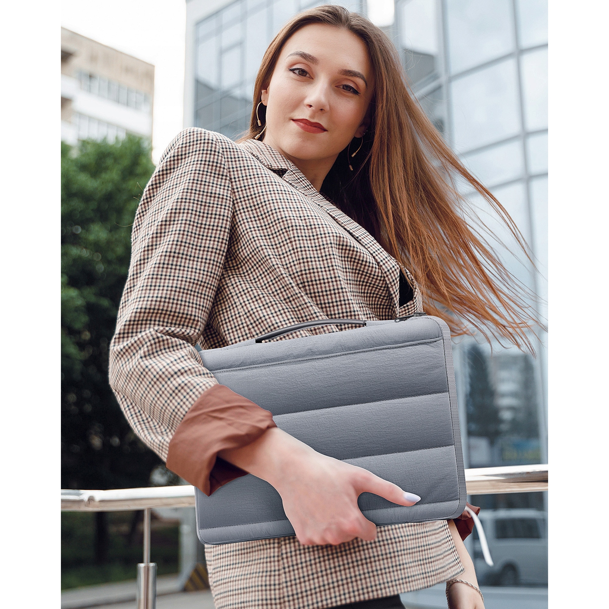 Geanta laptop impermeabila Stratus Sleeve, gri, pentru laptopuri de pana la 14", design ergonomic, 320g