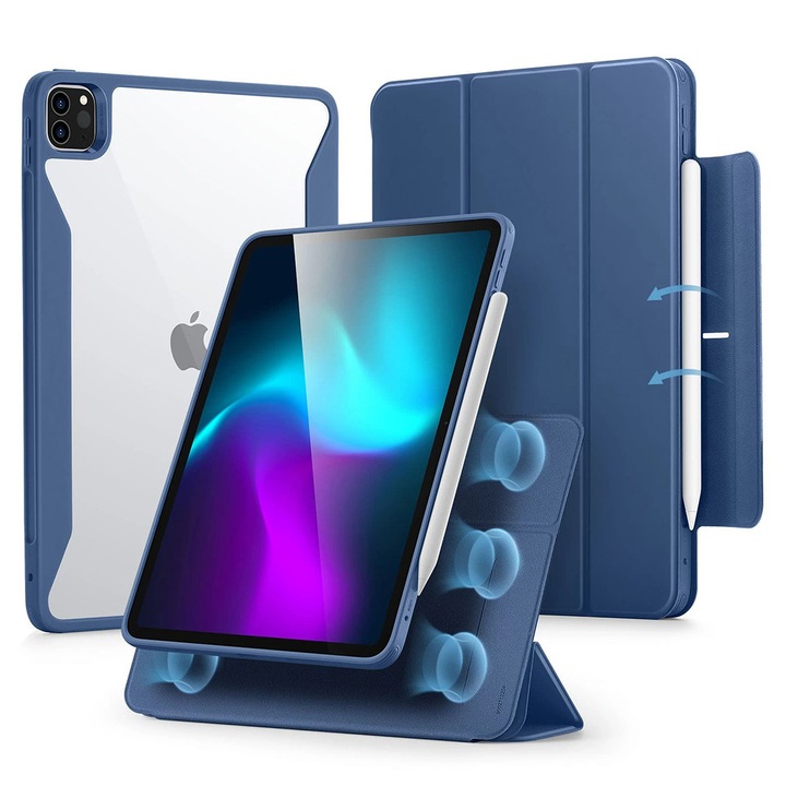 Husa Cu Grad Ridicat de Protectie pentru iPad Pro 11 2024, SOL, J26, Hard Plastic, Bleumarin
