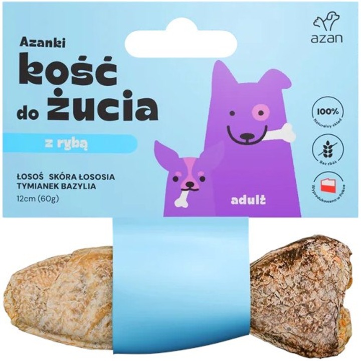 Brit AZANKI kutyakeksz lazaccal és kakukkfűvel, hal alakú, 12 cm, 60 g