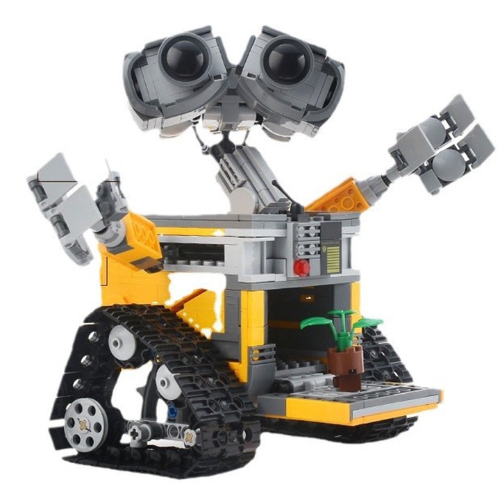 Комплект строителни блокчета, робот, 687 части, жълти, 16x16x18 см