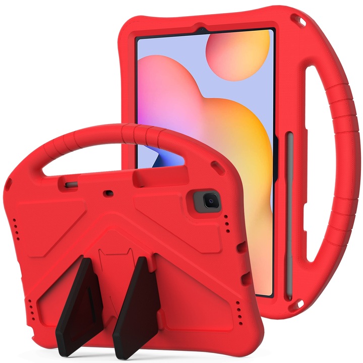 Husa tableta pentru Galaxy Tab S6 Lite, protectie anti-cadere, EVA plat, cu suport, rosu