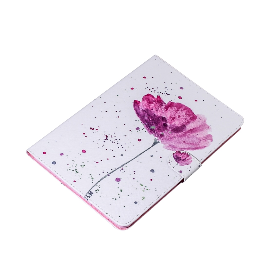 Husa tableta pentru Galaxy Tab A 10.1, 2019 T510 / T515, piele cu model orhidee mov, design flip orizontal, cu suport si sloturi pentru carduri, portofel
