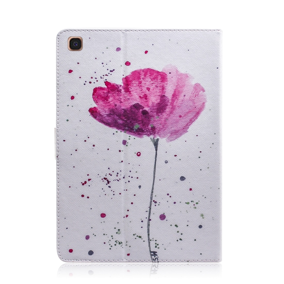 Husa tableta pentru Galaxy Tab A 10.1, 2019 T510 / T515, piele cu model orhidee mov, design flip orizontal, cu suport si sloturi pentru carduri, portofel