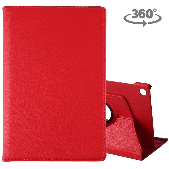 Husa tableta pentru Galaxy Tab S5e 10.5 T720/T725, textura litchi, rotire 360 grade, suport, rosu