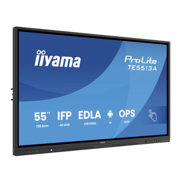 IPS LED professzionális kijelző Iiyama 54,6" TE5513A-B1AG, UHD 3840 x 2160, HDMI, DisplayPort, érintőképernyő fekete