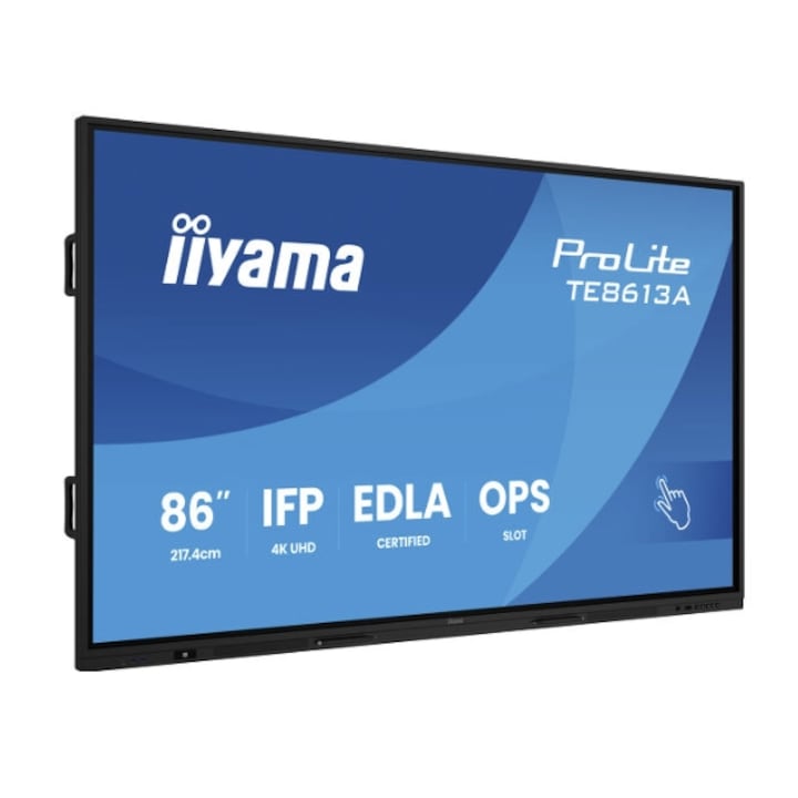 Professzionális kijelző IPS LED Iiyama 85,6" TE8613A-B1AG, UHD 3840 x 2160, HDMI, DisplayPort, érintőképernyő fekete