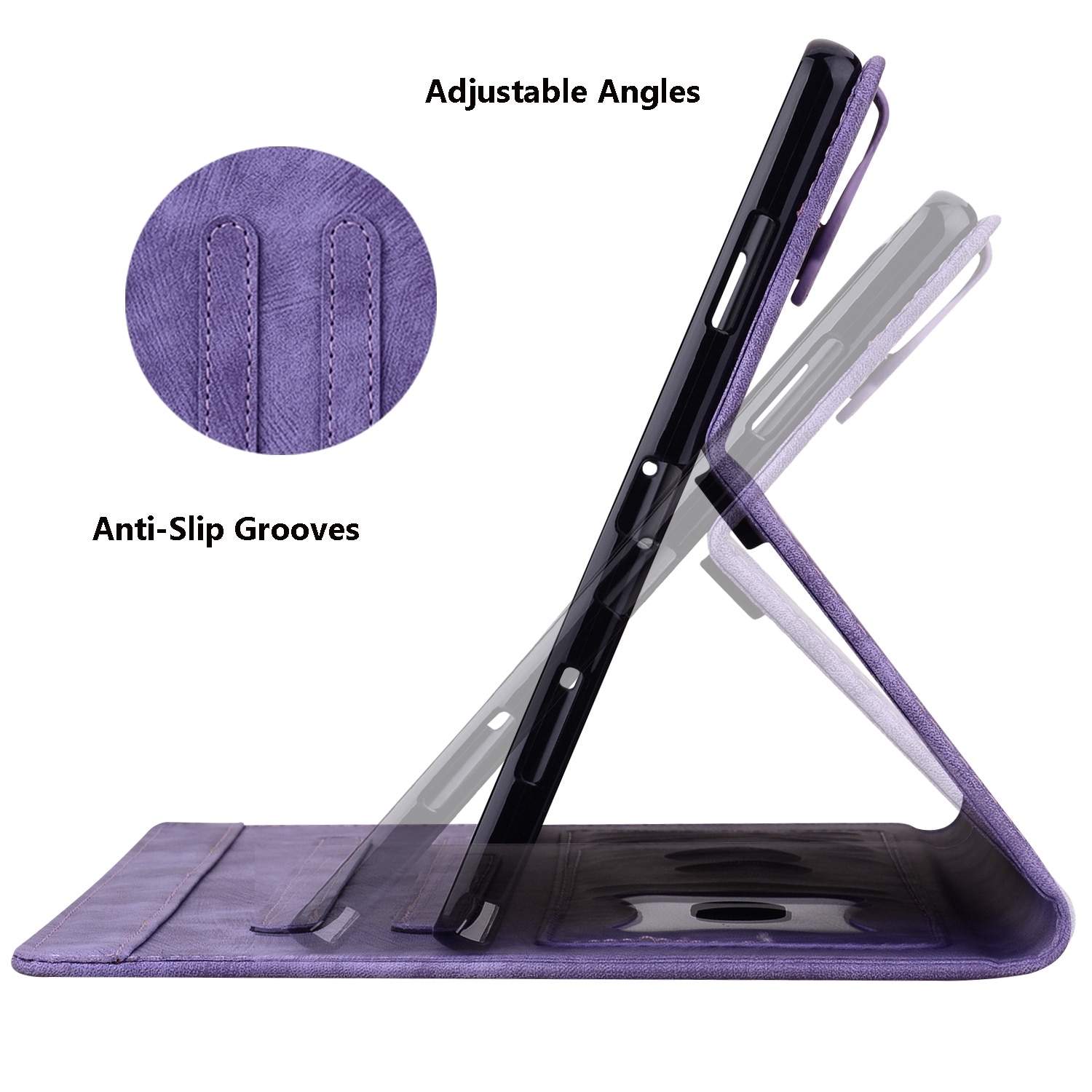Husa tableta compatibila cu Samsung Galaxy Tab S9, piele smart cu motive de pisici si flori, mov