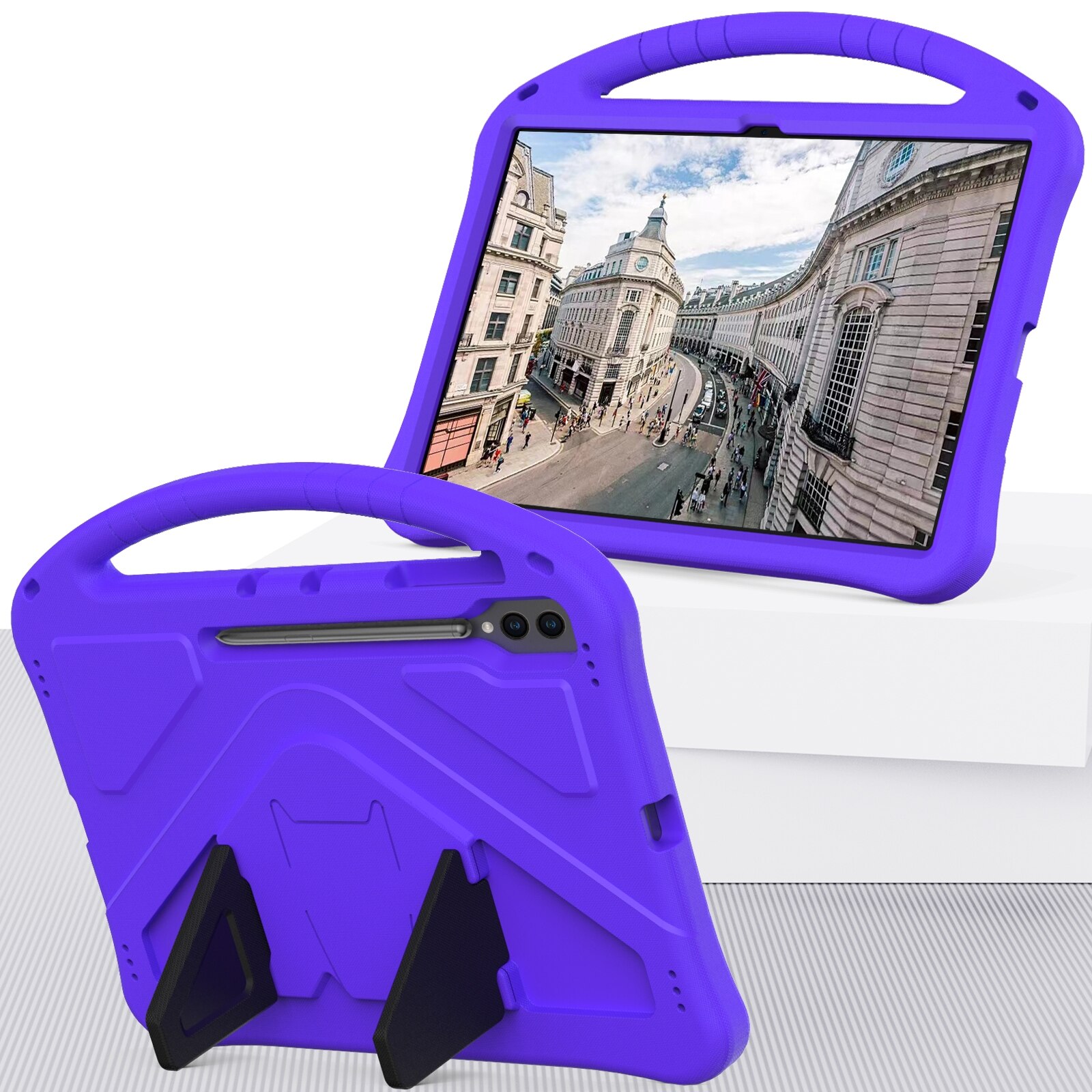 Husa tableta compatibila cu Samsung Galaxy Tab S10 Ultra 14.6, EVA rezistent la socuri, cu suport, Violet