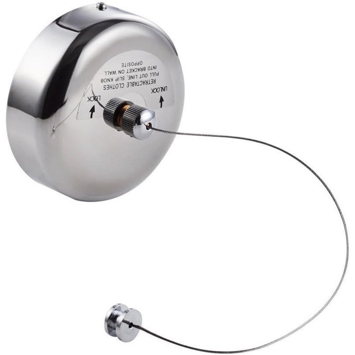 Uscator de rufe retractabil, Enforose, cablu din otel inoxidabil ajustabil, finisaj cromat, capacitate 10 kg