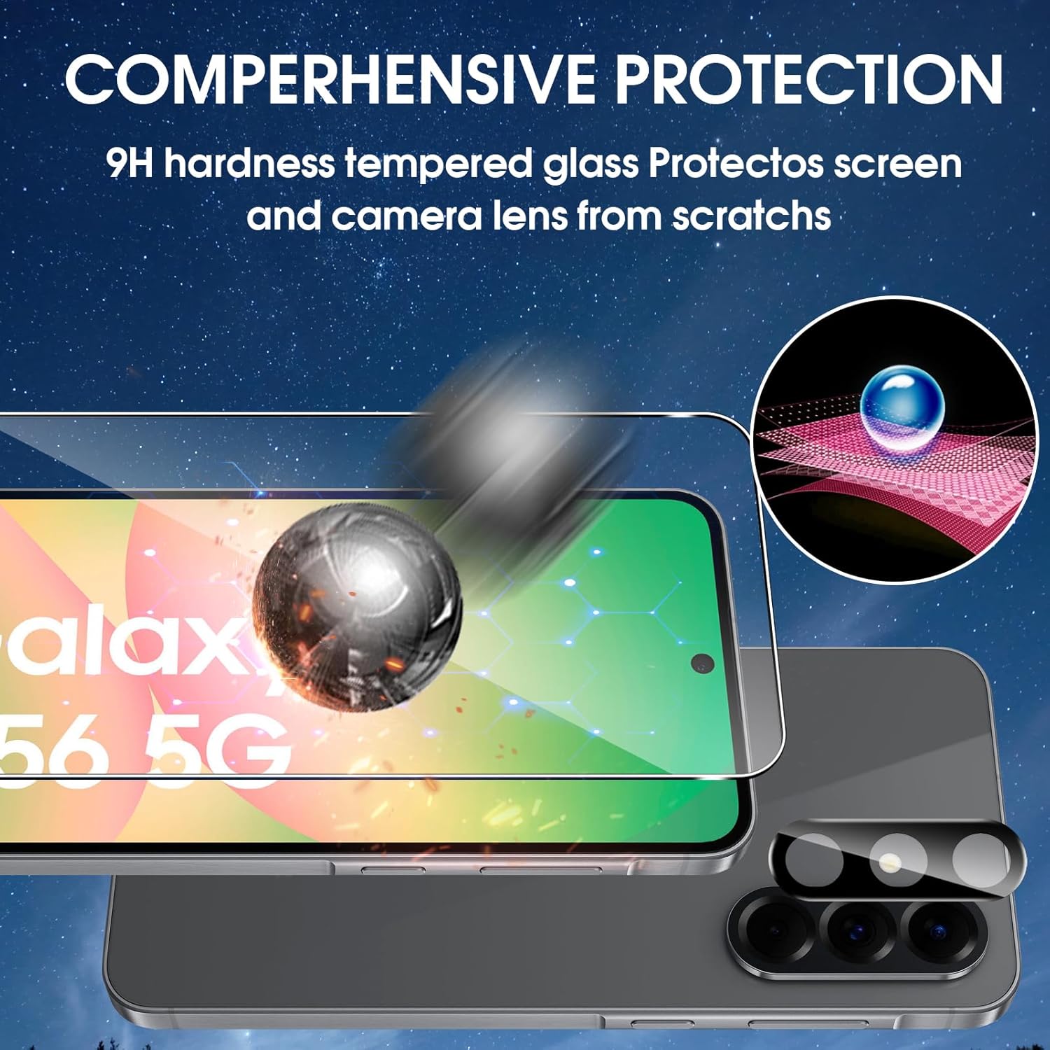 Folie sticla compatibila cu Samsung Galaxy A56 - Contur negru ALC