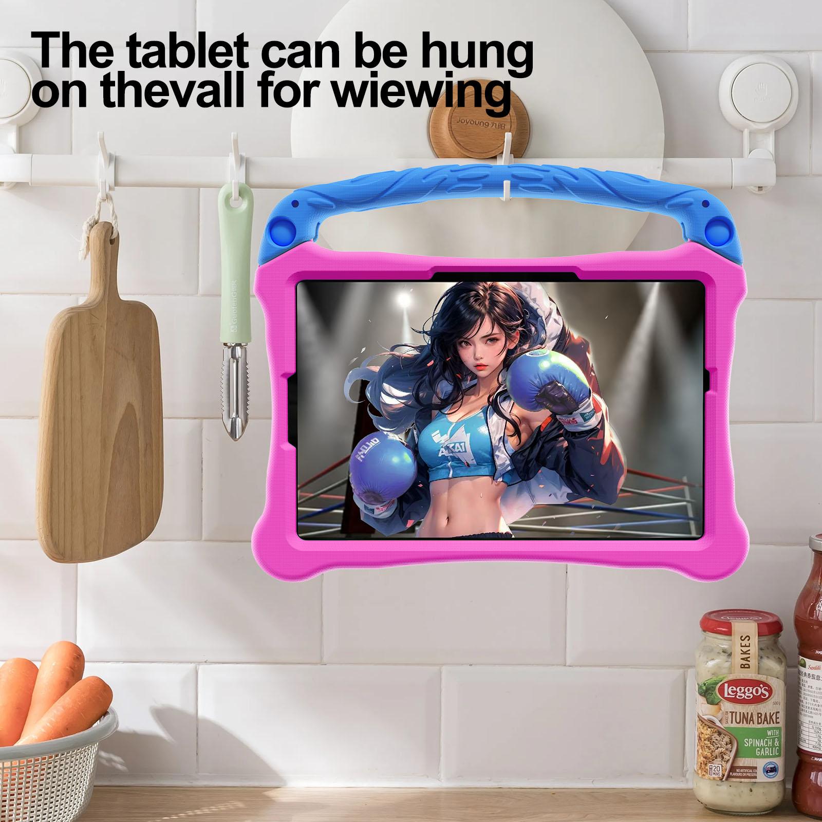 Husa tableta pentru Honor Pad X8a 11 inch, tip box cu suport si bretea umar, in material EVA rezistent la socuri, design box, culoare roz-rosu-albastru