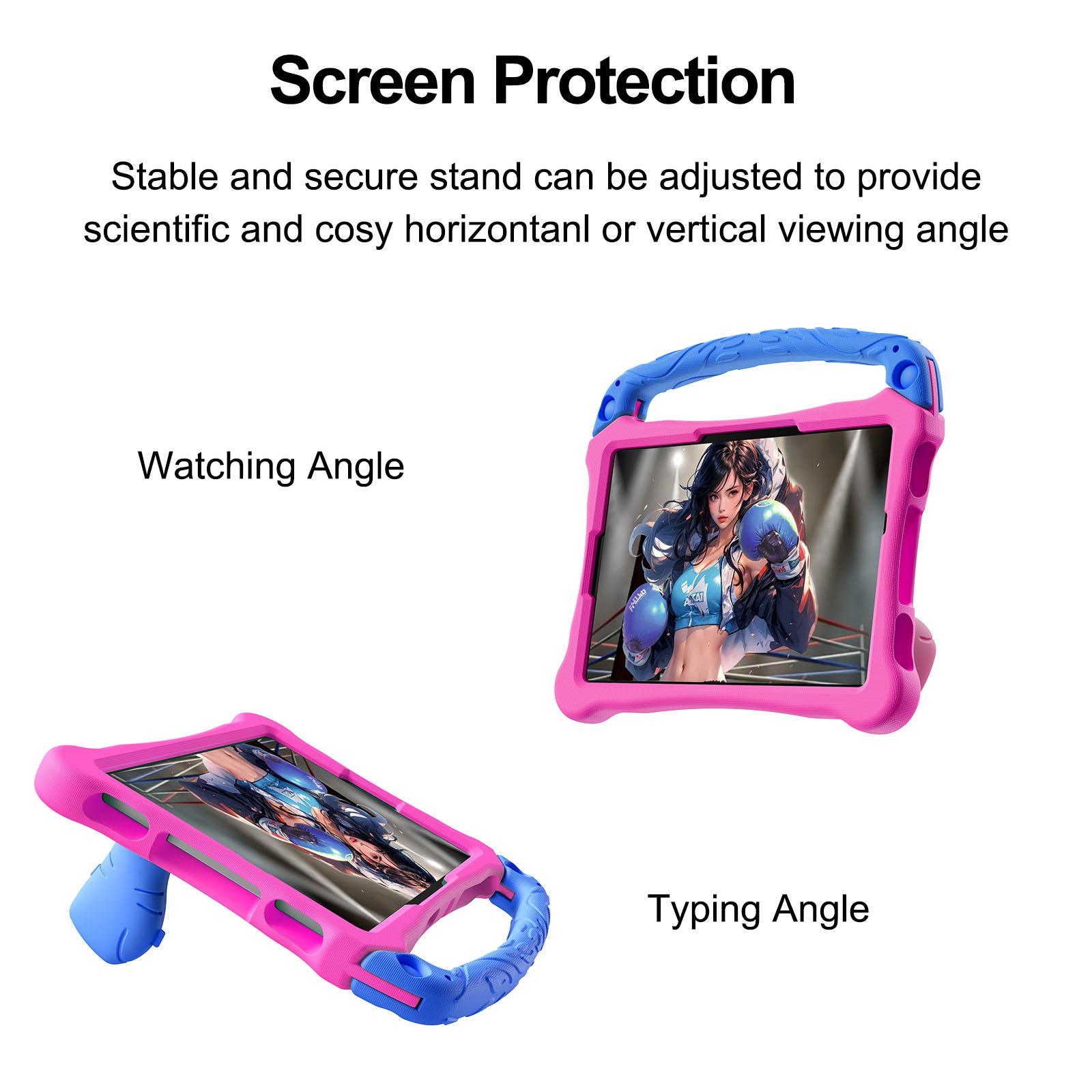 Husa tableta pentru Honor Pad X8a 11 inch, tip box cu suport si bretea umar, in material EVA rezistent la socuri, design box, culoare roz-rosu-albastru