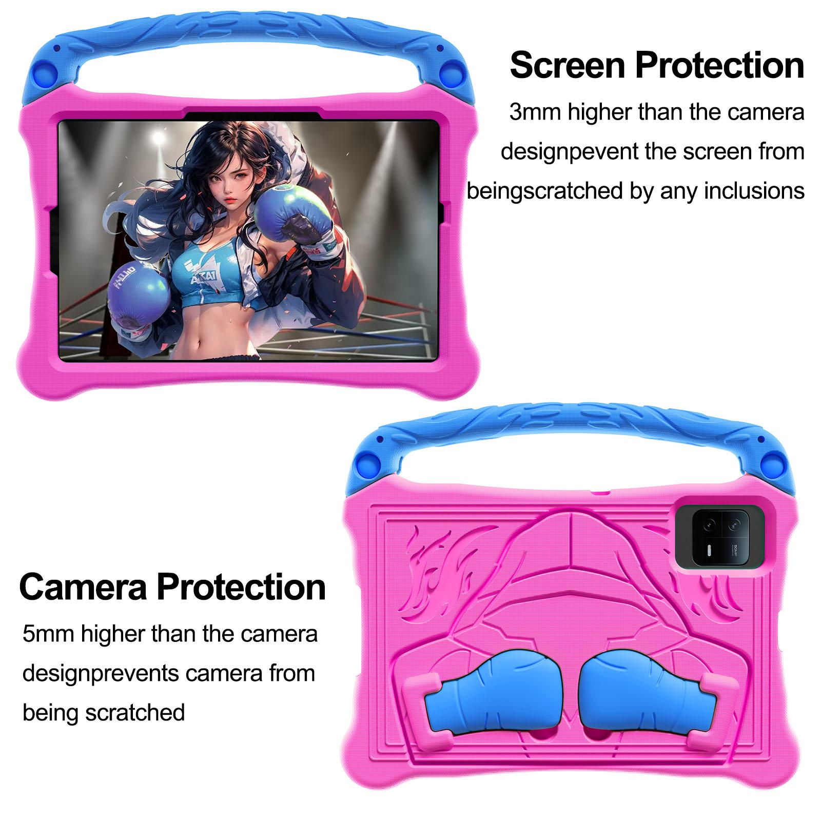 Husa tableta pentru Honor Pad X8a 11 inch, tip box cu suport si bretea umar, in material EVA rezistent la socuri, design box, culoare roz-rosu-albastru