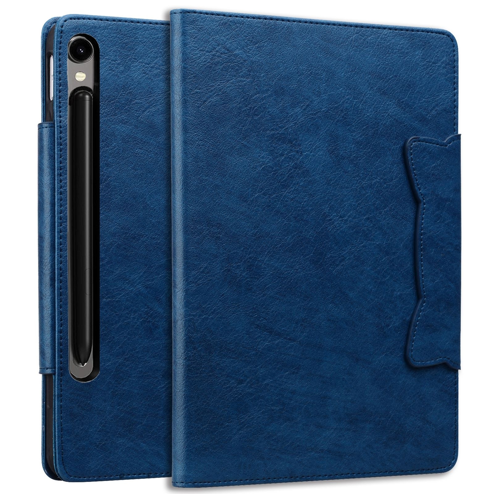Husa tableta compatibila cu Samsung Galaxy Tab S9 FE/S9/S8/S7, piele smart cu catarama, albastru regal