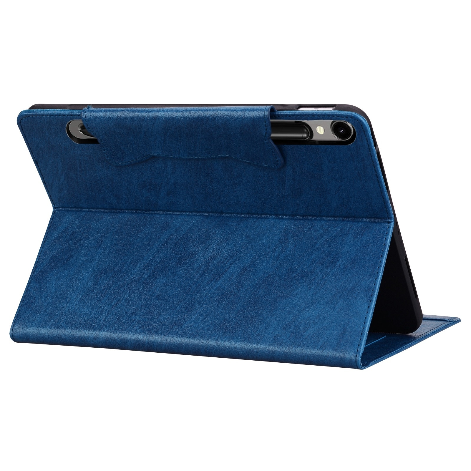 Husa tableta compatibila cu Samsung Galaxy Tab S9 FE/S9/S8/S7, piele smart cu catarama, albastru regal