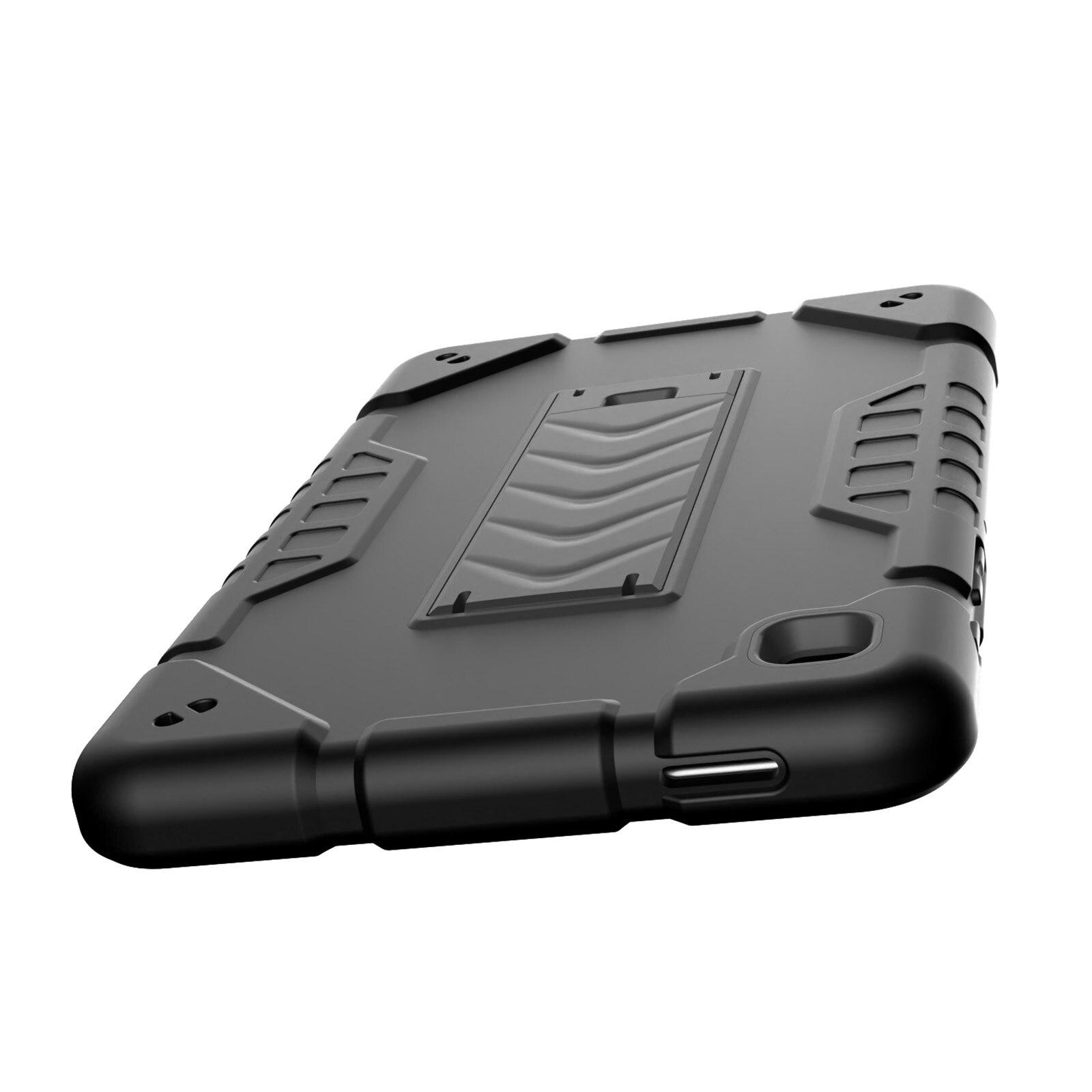 Husa tableta compatibila cu Samsung Galaxy Tab A7 Lite, carcasa hibrida din silicon si PC, cu suport, neagra