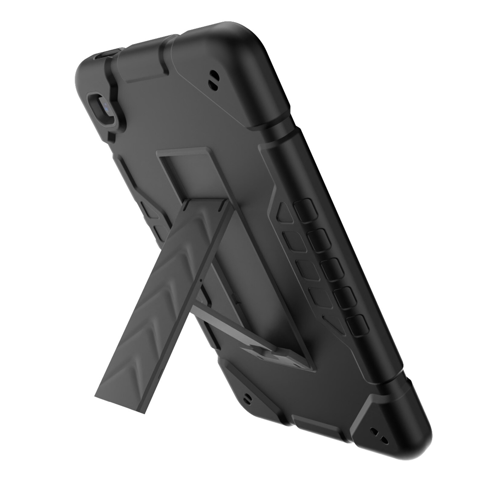 Husa tableta compatibila cu Samsung Galaxy Tab A7 Lite, carcasa hibrida din silicon si PC, cu suport, neagra
