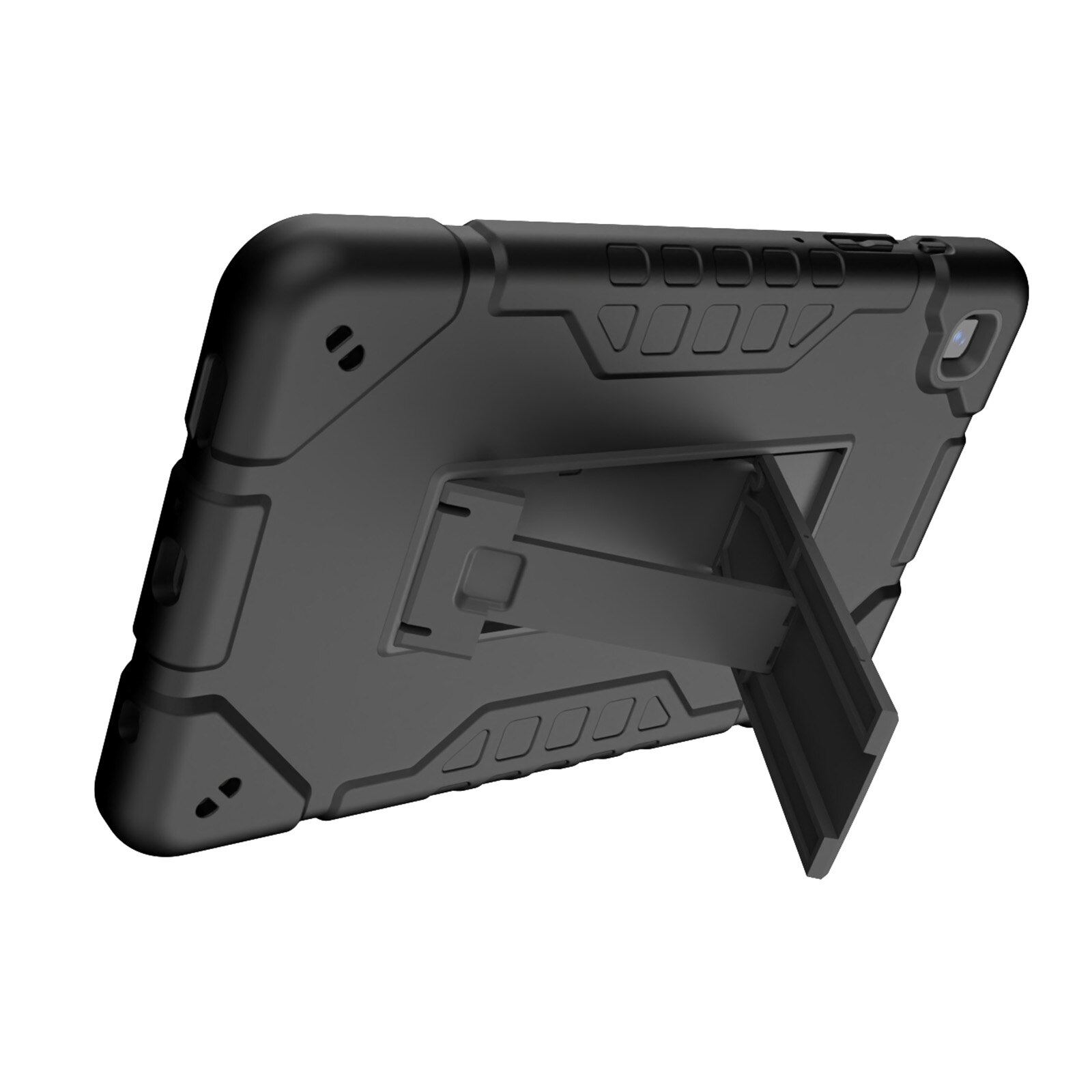 Husa tableta compatibila cu Samsung Galaxy Tab A7 Lite, carcasa hibrida din silicon si PC, cu suport, neagra