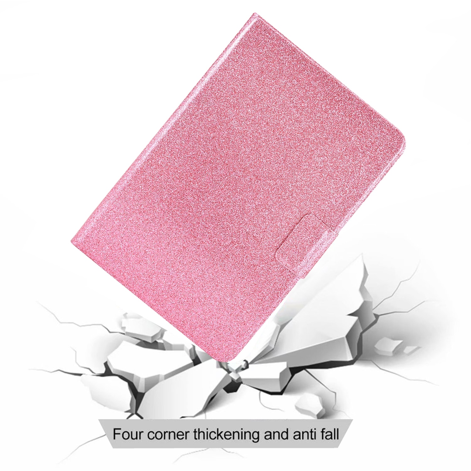 Husa tableta compatibila cu Samsung Galaxy Tab A9+, piele cu sclipici, functie auto sleep/wake, roz