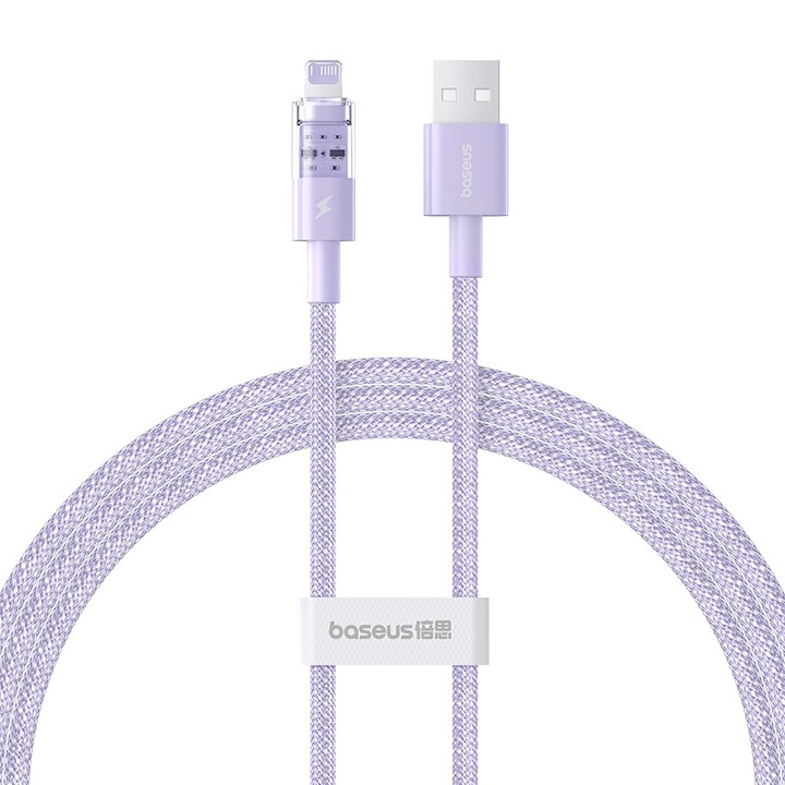 Cablu de date Baseus Gem 2.4A, 1m, violet, nylon