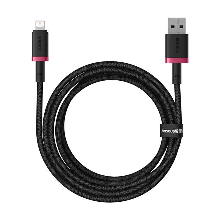 Cablu de date Baseus Dura 2.4A 2m, rosu-negru, 1 port USB A, nylon