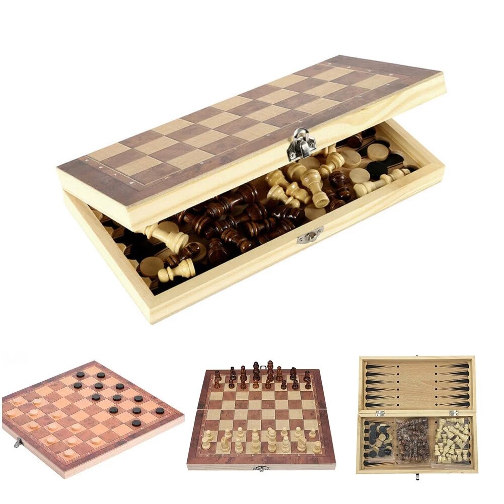 ODG Dama Échecs Backgammon 3 En 1 – Plateau Réversible Avec Pions – Jeu De Société Familial – Format 30 X 30 Cm – Code ODG014