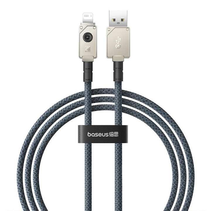 Cablu de date Baseus Unbreakable USB-IP 2.4A 1m, alb